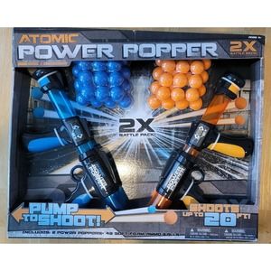 2 x Atomic Power Popper - Rapid Fire Foam Ball Blaster Gun - 48 Balls